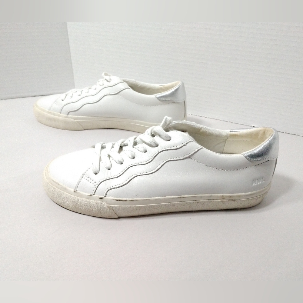 Madewell White & Silver Leather Sneakers Size 7.5 M - Picture 5 of 15